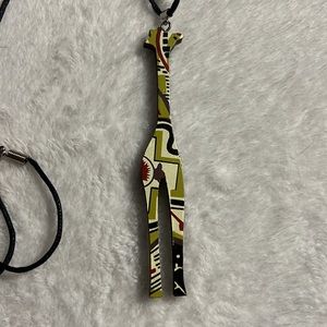 Vintage Abstract Safari Wooden Giraffe Necklace
